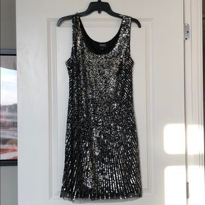 LBD black and silver sequin dress